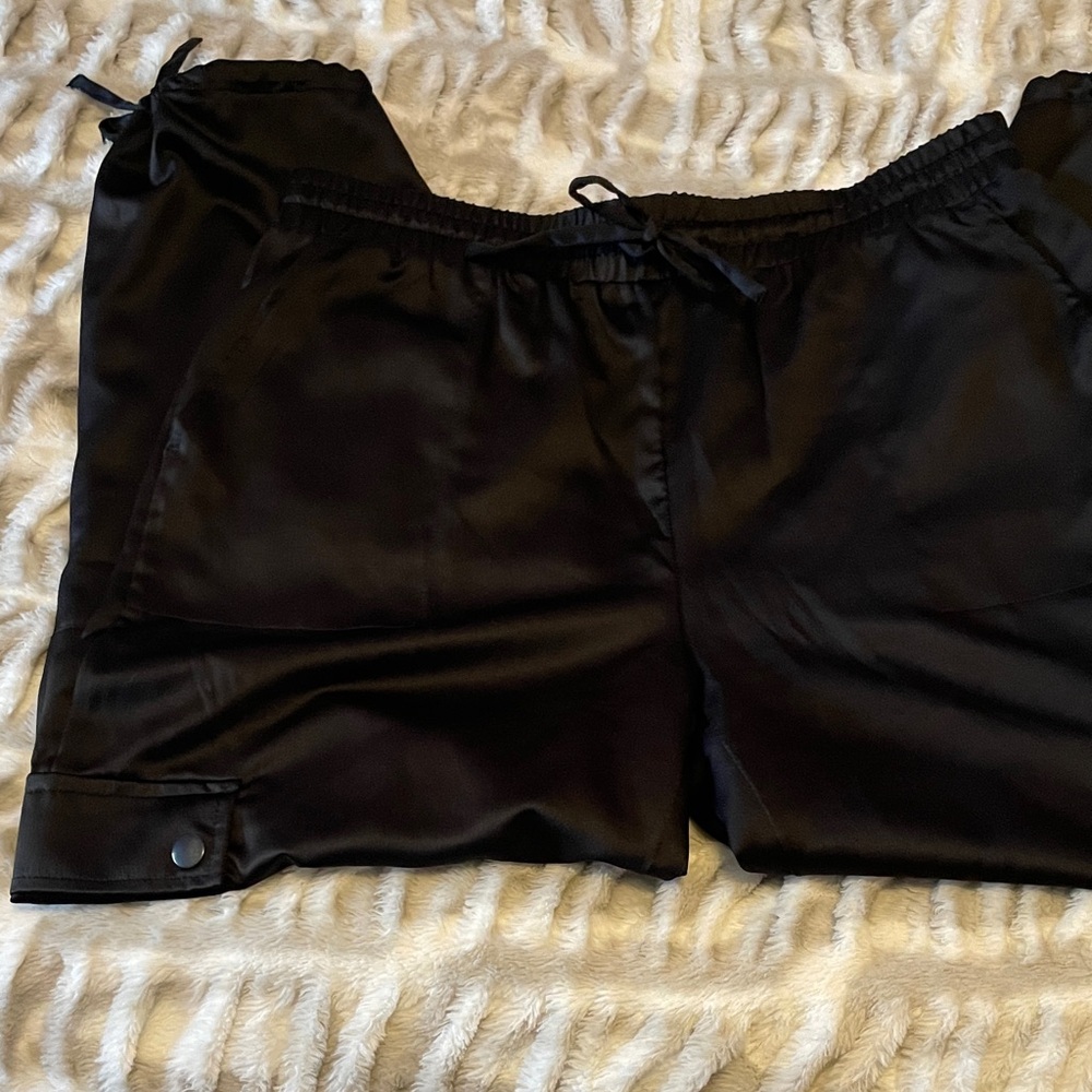Time and Tru Black Satin Cargo Pants